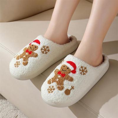 Women's Non-Slip Snowflake Gingerbread Cotton Slippers for Indoors