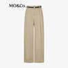 MO&Co. 100% Linen Wide-Leg Casual Pants with Belt