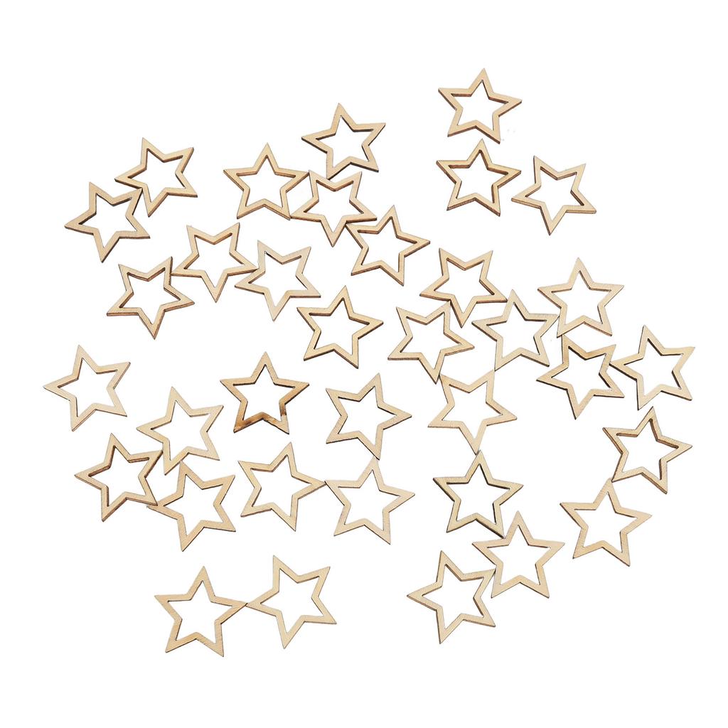 100pcs Wooden Star Decoration Hollow Out Exquisite Crafts Wood Stars for Beauty Salons