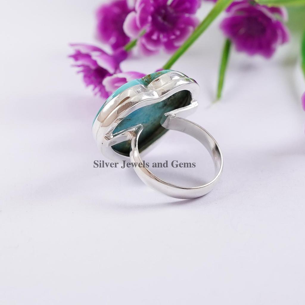 Turquoise Heart Ring, Handmade Ring, 925 Sterling Silver, Heart Turquoise Jewelry, December Birthstone Ring, Memorial Gift Ring