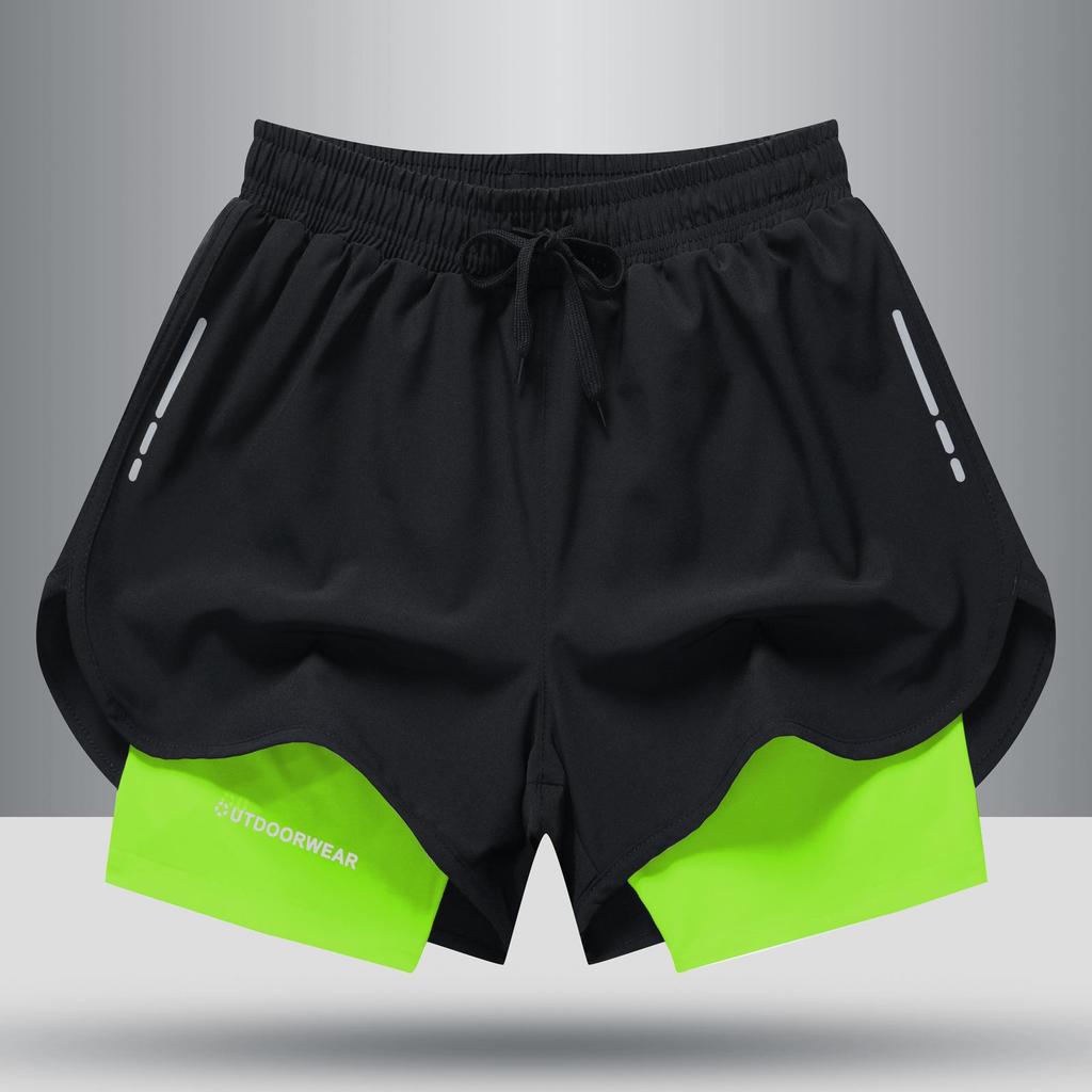 Men's Quick-Dry Three-Quarter Double Layer Sports Shorts For Basketball Marathon Running Swimming