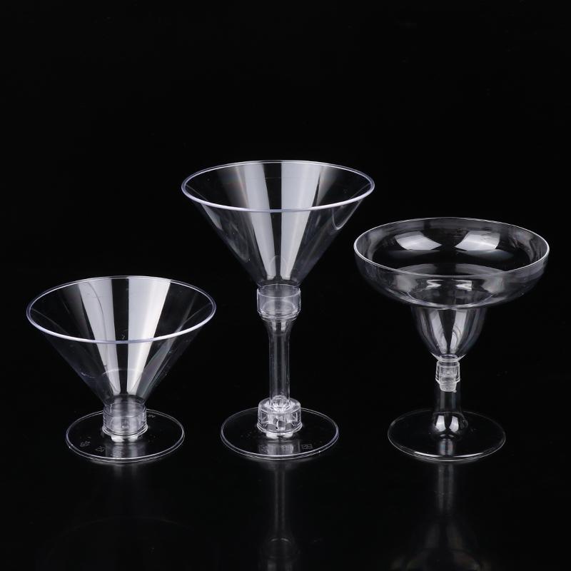 10Pcs Transparent Plastic Wine Glass Recyclable Reusable Shatterproof Wine Goblet For Champagne Dessert Beer Pudding Party