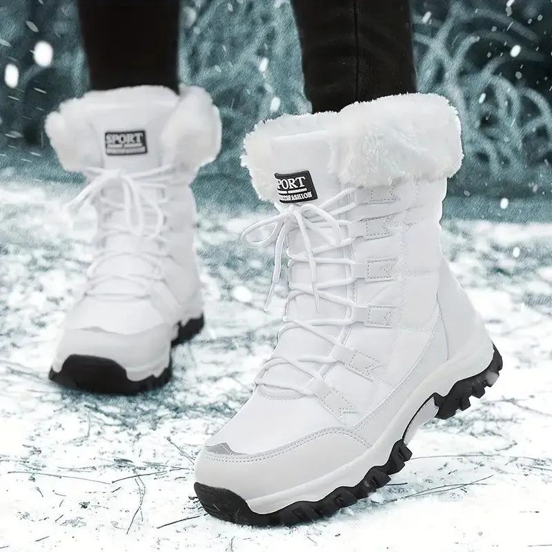 New Cotton Shoes Waterproof and Cold Proof Long Boots for Women Outdoor with Thick Velvet and Warmth Snow Boots