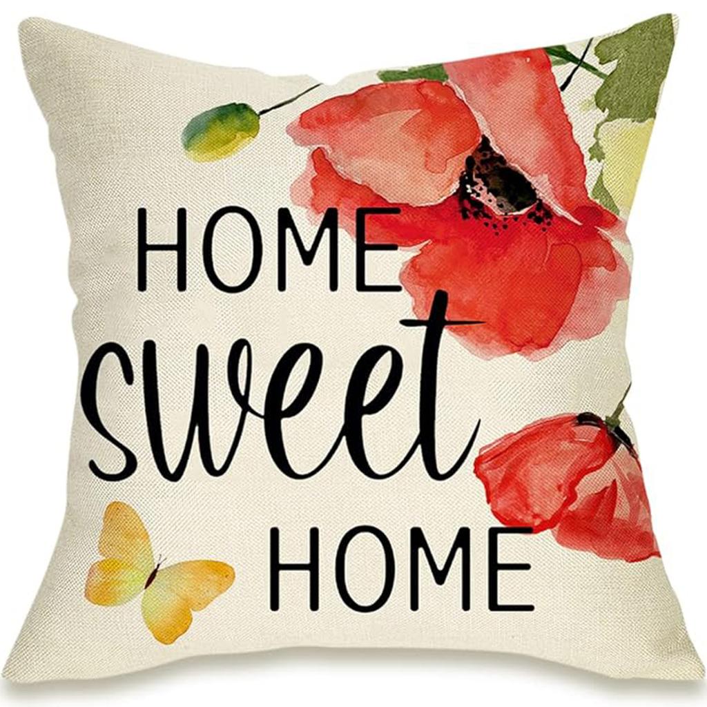 New Spring Fresh and Beautiful Linen Pillowcase Sofa Bedside Plant Flower Pillow Cushion Cover