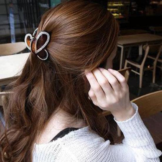 Lady Fashion Rhinestone Butterfly Hairpin Claw Shape Hair Clip Clamp Accessory