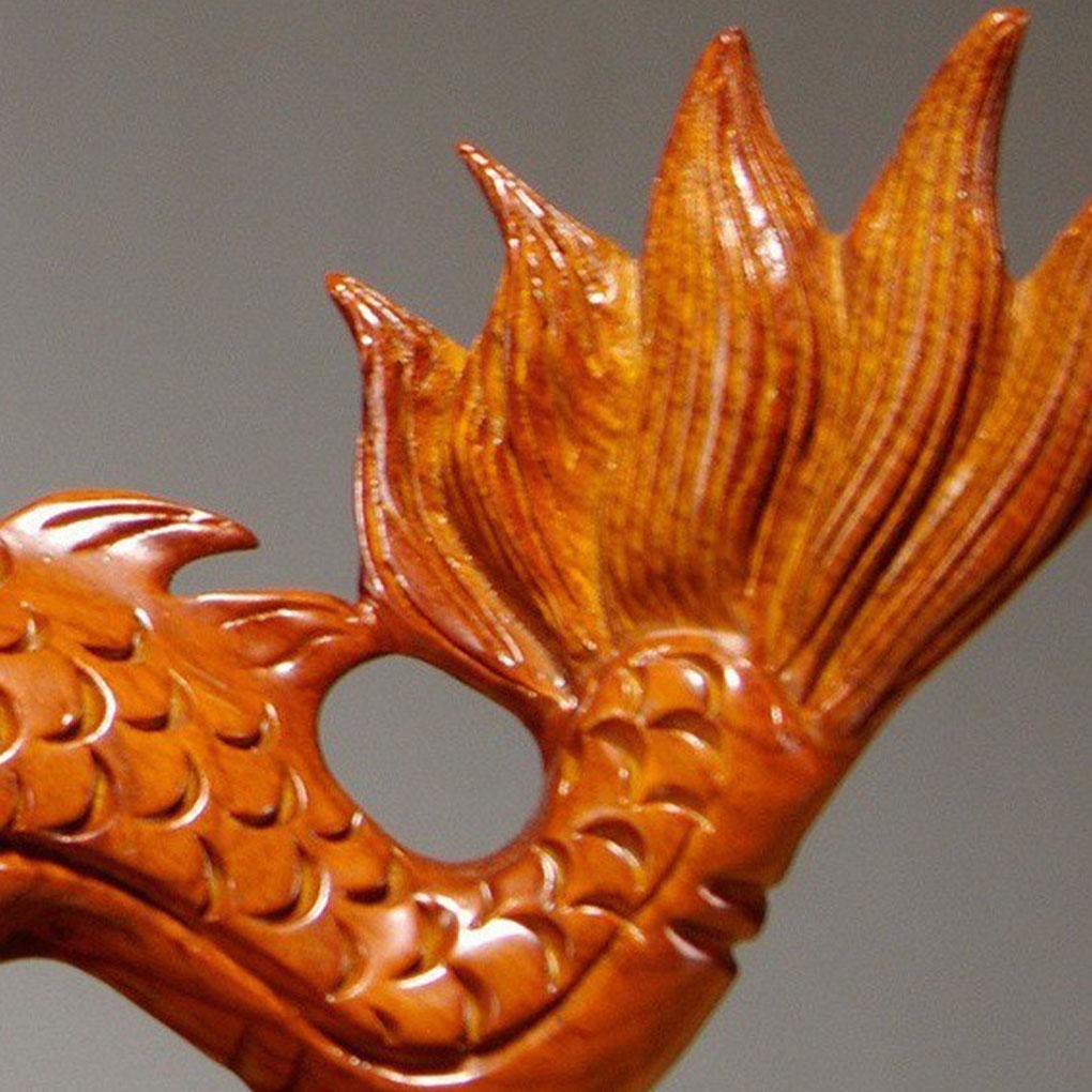Wooden Chinese Fengshui Dragon Figurine Statue Auspicious Decoration For Festival Flavor