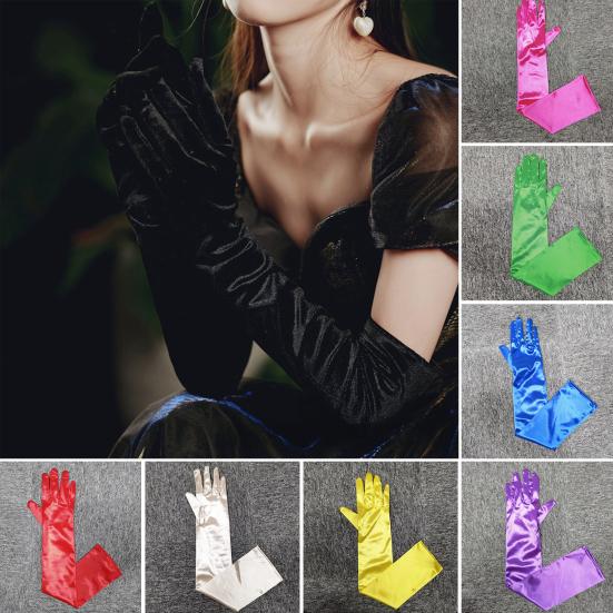 1 Pair Smooth Satin Long Gloves Silky Material Fancy Dress Gloves Wedding Dress Photography Accessories