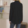 Casual Solid Color Women Loose Long Sleeve Shirt Single Breasted Lapel Pocket Stitching Fashion