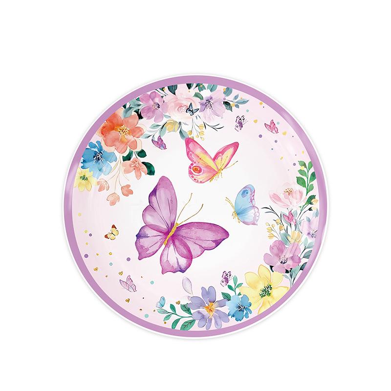 Purple Butterfly Party Theme Tableware Set - Napkins, Cups, Tablecloth, Plates