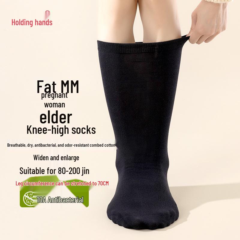 Plus Size Halkfria Lårhöga Strumpor för Kvinnor - Tjocka, Rynkiga & Varma.