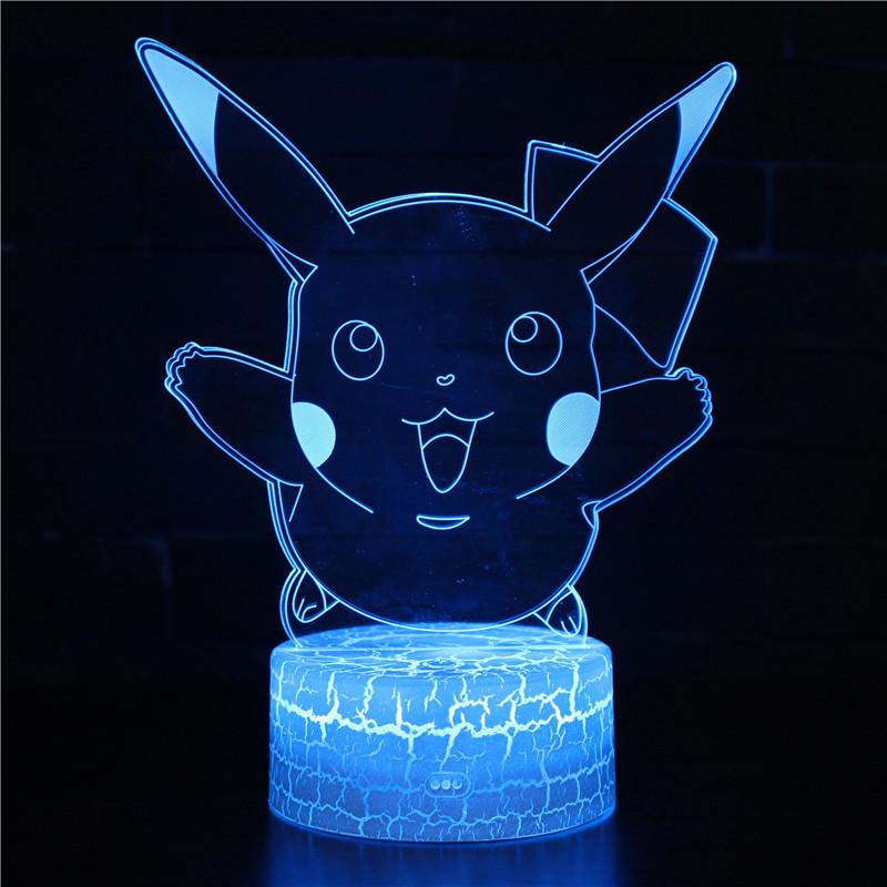 Pikachu Led Night Light 3d Illusion Lamp Bedside Kids Gifts Bedroom