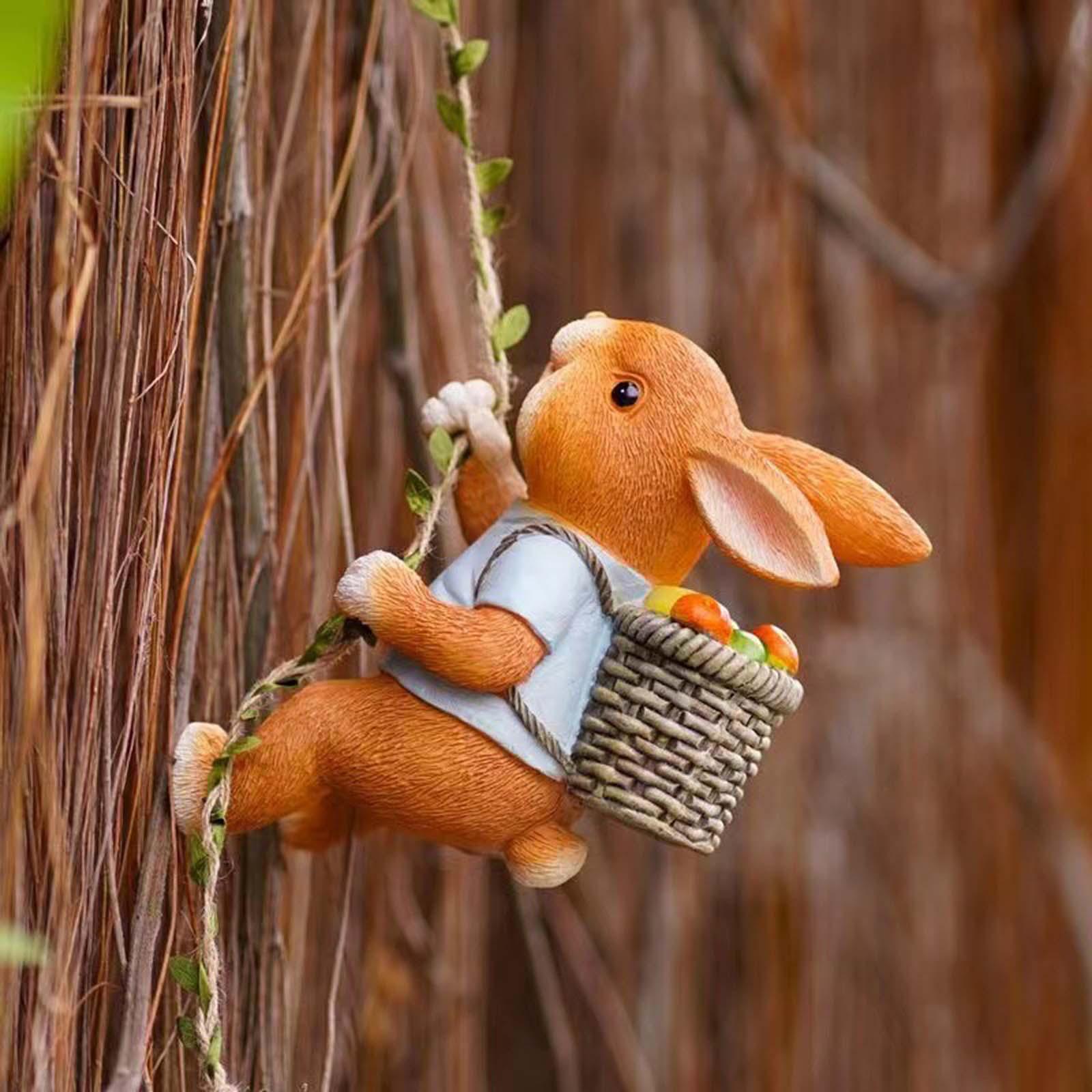 

Outdoor Garden Hanging Statue Animals Funny Resin Figurine Sculpture Ornaments Cute for Flower Pot Porch Patio Tree Decoration