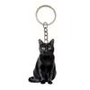 Pendentif Sac 2D Acrylique Plat Noir Blanc Chat Breloque Porte-clés Portable Léger Organisateur de Clés Accessoire Pendentif Sac à Dos