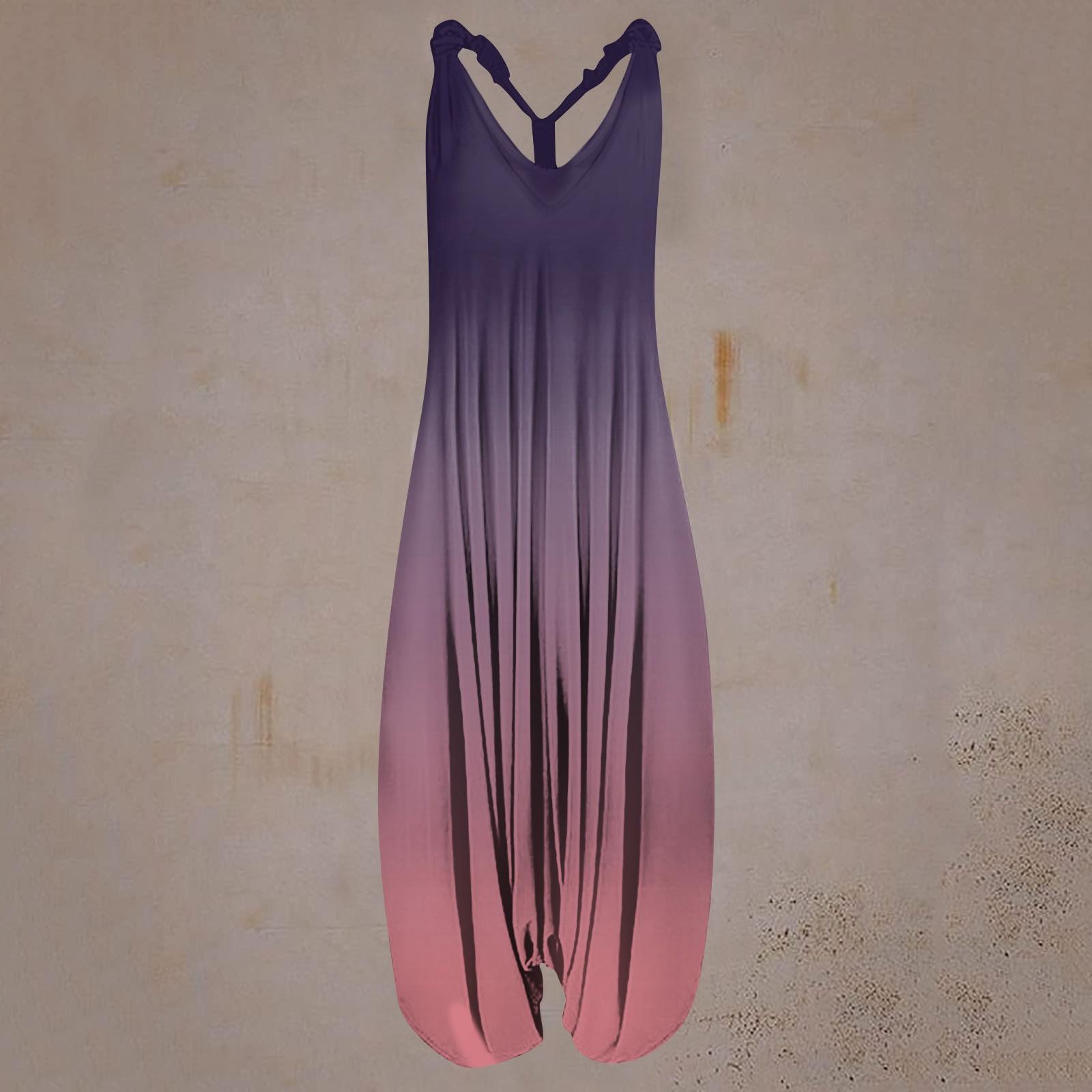 

Женский повседневный свободный комбинезон большого размера без рукавов с бретелями и принтом S фиолетовый