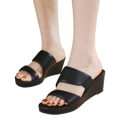 Chinelos Plataforma Grossos Sandálias Femininas Couro Cor Sólida Chinelos Fashion Femininos Solado Grosso Sapatos de Verão Chinelos Femininos