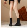 Washed Cowhide~ British Folded Chelsea Boots Brown Fleece Martin Boots Women's Early Autumn Short Boots Skinny Boots