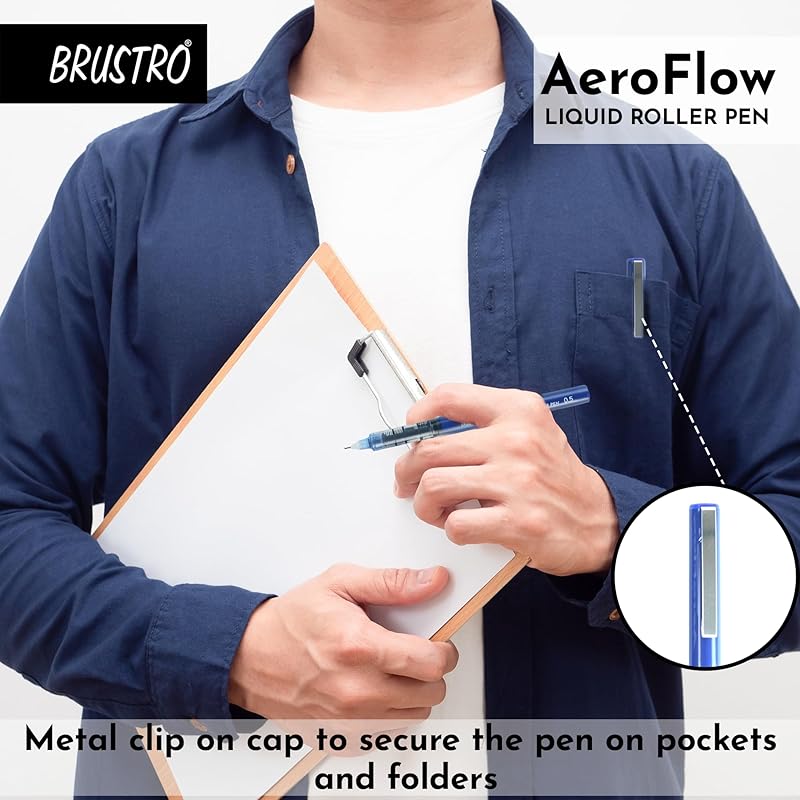 

BRUSTRO AeroFlow Liquid Ink Rollerball Pens 0.5 Micro Tip Pack of 12 (Vibrant Blue ink) 1 count (Pack of 12) синий