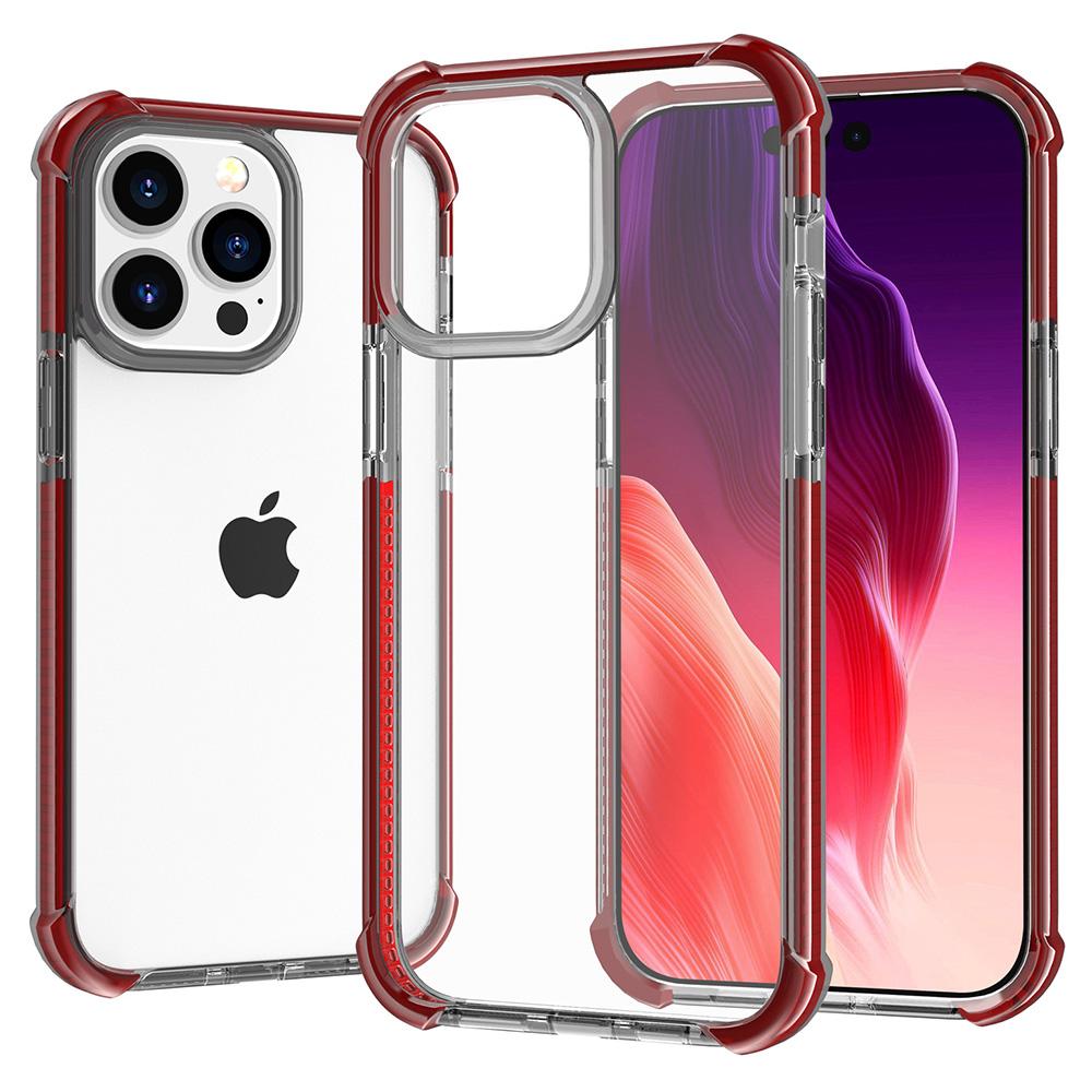 

For iPhone 15 Pro Case Four Corners Anti Drop Clear TPU+TPE+PC Phone Coverr Transparent Brown