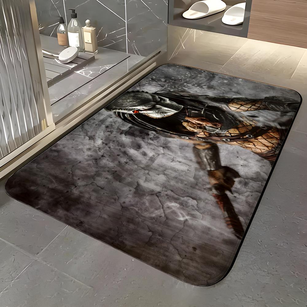 Monster Y-Yautja Floor Mat Soft Flannel Entrance Door Mat Non Slip Absorbent Bathroom Bedroom Floor Rug
