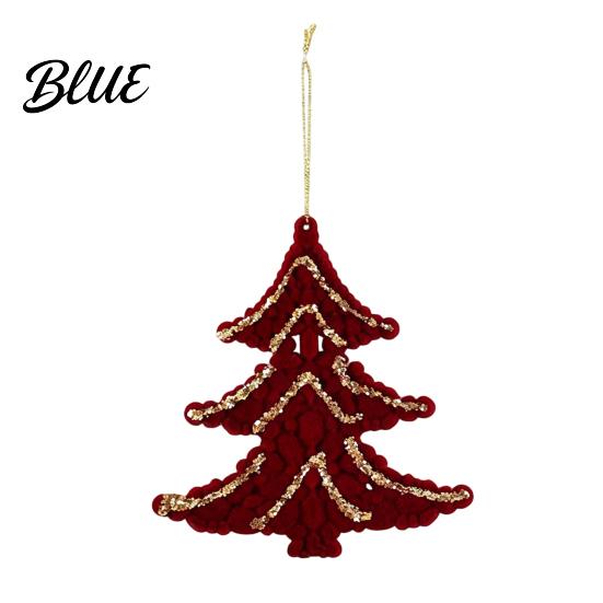 Lightweight Flocked Tree Hanging Soft Edging Retro with Gold Ornaments Christmas Red Velvet Flocking Fabric