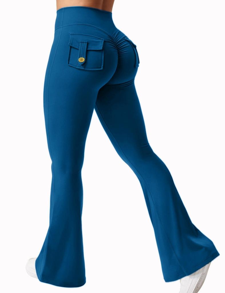 Custom Outdoor Peach Yoga Flare Pants - Stylish, Pocketed, Sport & Workwear for Women