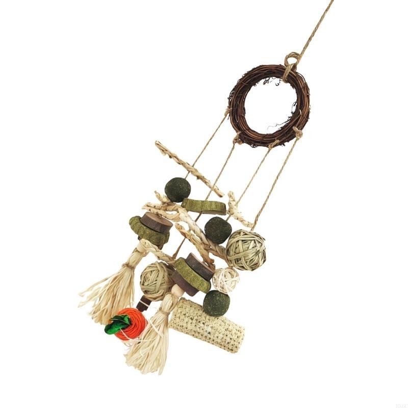 Holz-Knabberschnurspielzeug für Kaninchen Hamster Mentale Stimulation Papageien Sicher Natürliches Käfig-Mahlspielzeug Haustierbedarf HX6C