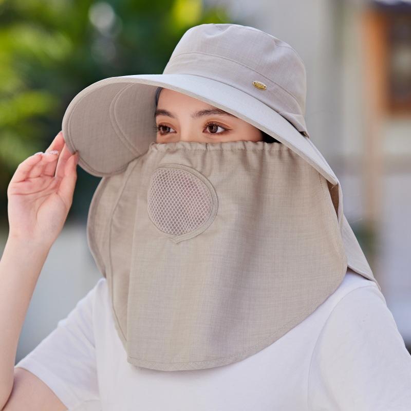 Pălărie de soare pentru femei, protecție UV, față completă, acoperire, exterior, rezistent la vânt, gât, cules de ceai, pălărie de umbrire, șal, protecție solară, pălărie