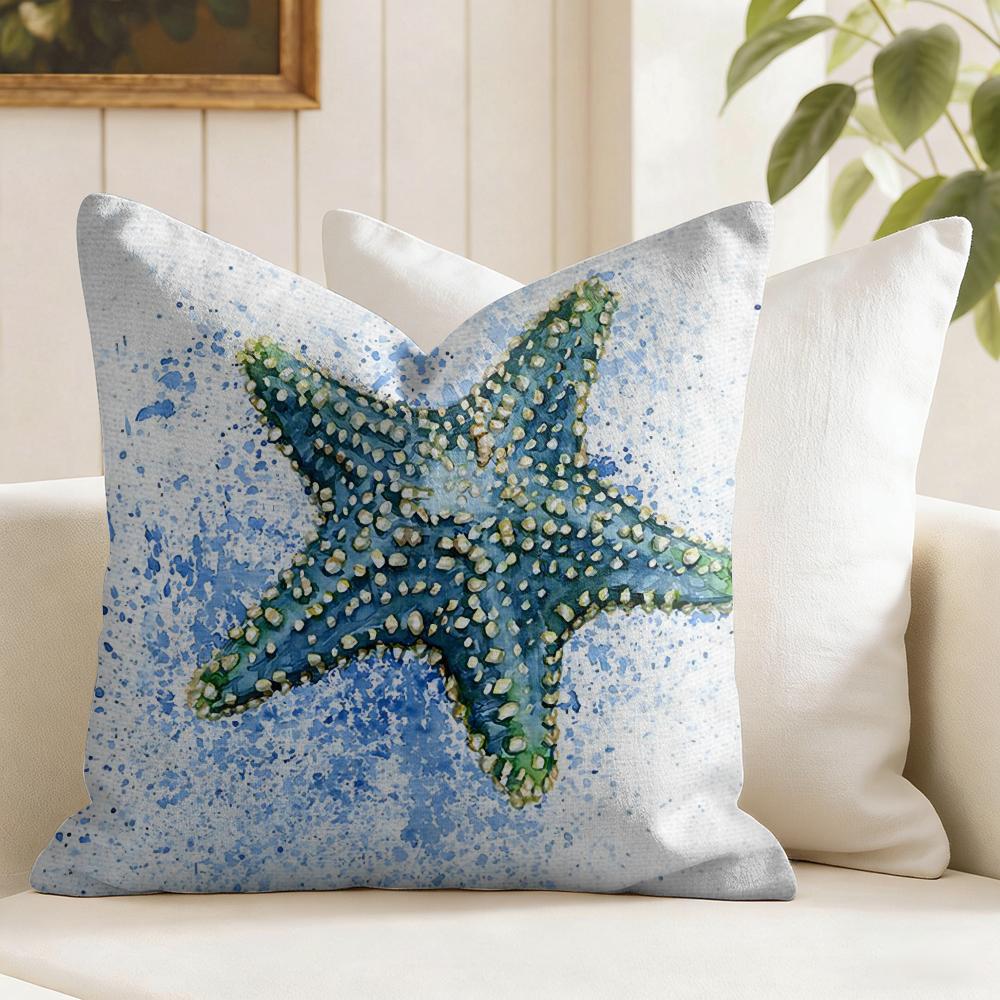 Sea Animal Turtle Coral Cushion Cover Natural Linen Pillow Cover DoubleSided Print Cushion Cover for Sofa Home Decor