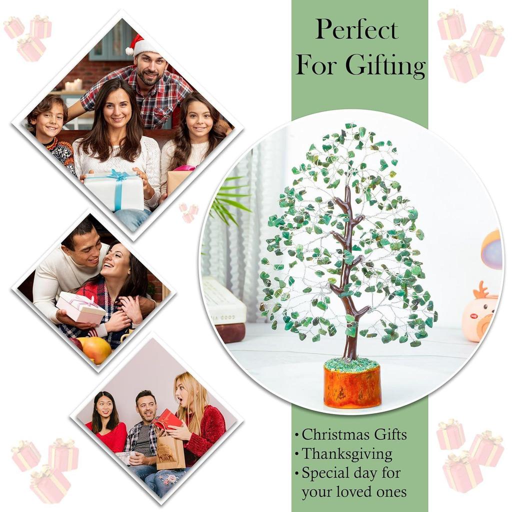Green Aventurine Crystal Tree Good Luck Showpiece for Home Decor Items Crystals Gemstones Bonsai Money Tree for Good Luck, Decoration Gift Item,
