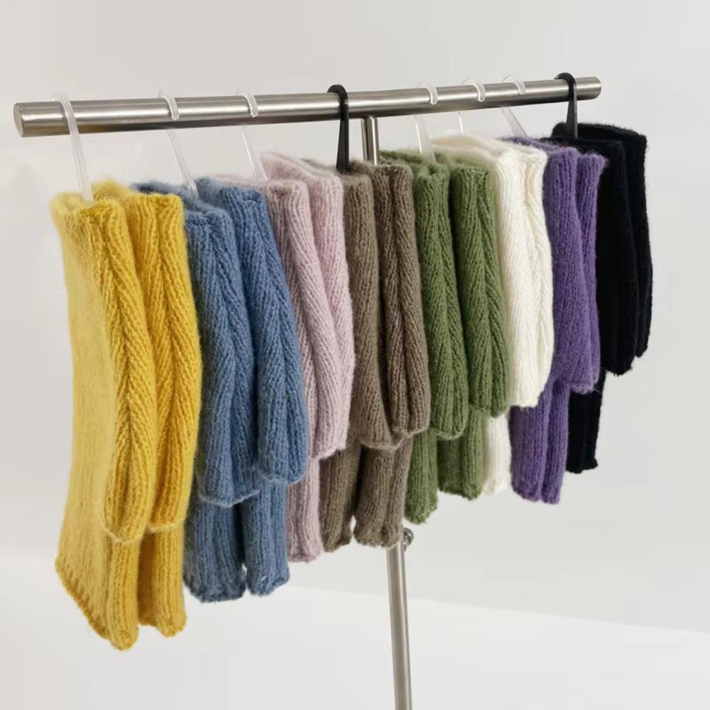 Exposed Finger Cashmere Gloves Thick Knitted Gloves Protable Half Finger Mittens  Women Girl