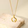 Irregular Ring Pearl Pendant, Titanium Steel Necklace Plated With 18K Real Gold, Retro Niche Design Does Not Fade.