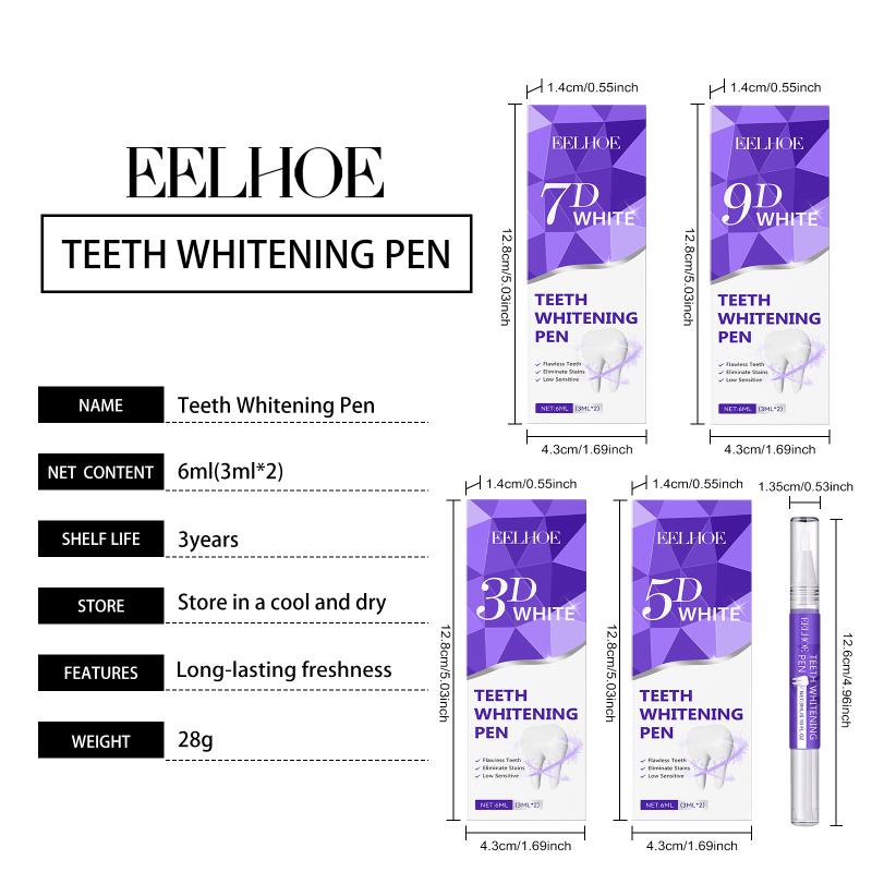 Eelhoe 3ml x 2 Zähneaufhellungsstift Zahnaufheller Gel Mundhygiene Zahnreinigung Entfernt Plaque Flecken Frischer Atem Gelstift