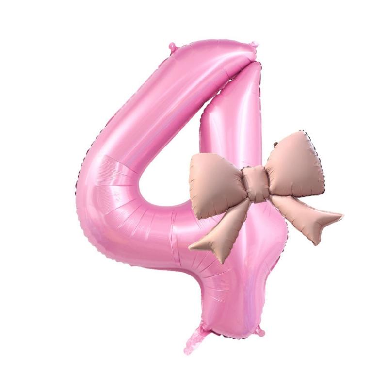40 Inch Birthday Number Ballons Girls Princess Birthday Pink Bownot Balloons Wedding Party Ballons Jumbo Number Balloon