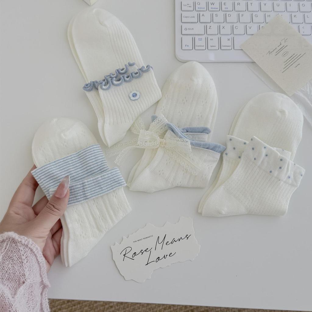Women's Summer Thin Mesh Lace Bow Ankle Socks - Sweet Lolita Style