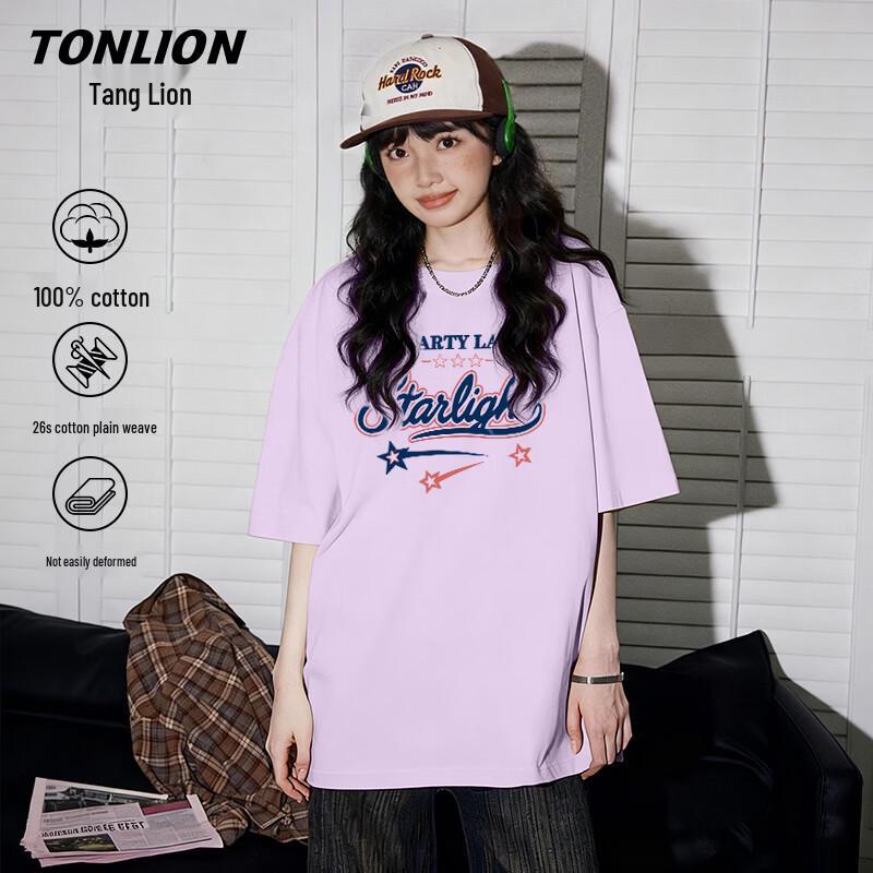 

Женская футболка TonLion из чистого хлопка свободного кроя с круглым вырезом 2XL