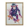 Poster Monkey Skateboarder Poster Monkey Skateboarder, 30X40 Cm, Frame Wooden Light Oak, Paper Matte 230 Gsm