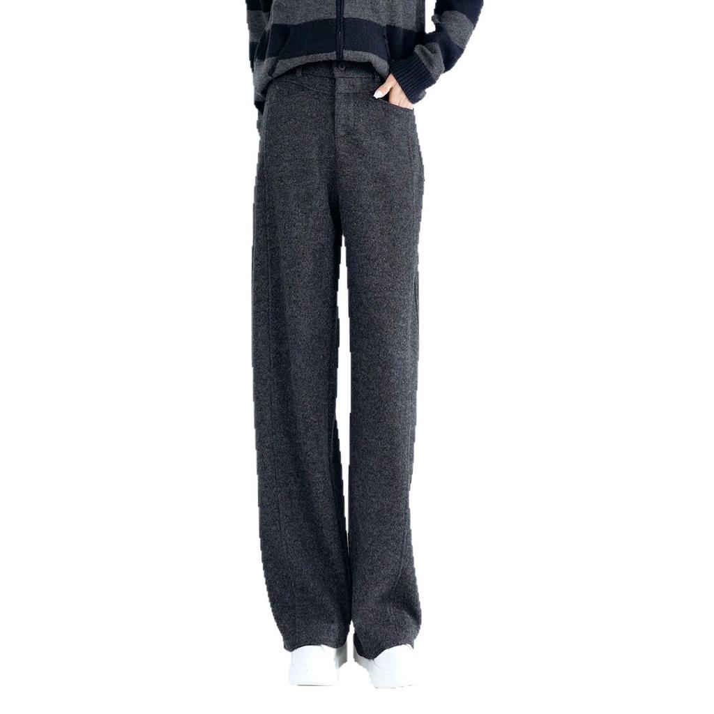 Elegant Minimalist High-Waisted Wool Wide-Leg Pants for Women - Autumn/Winter 2025 Collection