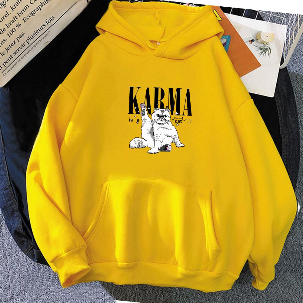 The Eras Tour Karma Is A Cat Oversize Sweatshirts Women Fashion Aesthetic Hoodies Anime Long Sleeve High Street