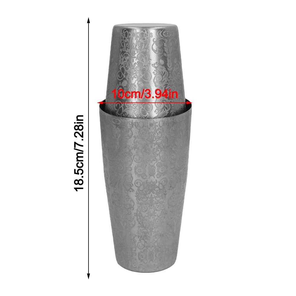 2 Piece Set Etched Pattern Boston Shaker Weighted Tins Drink Mixer  Bar Mixing