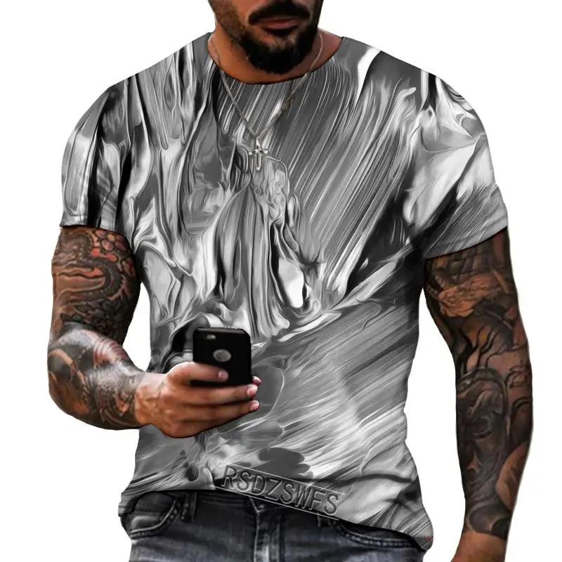 3D Printing Digital Abstract Style Black White Landscape Painting Abstract Art T-Shirts Men’s