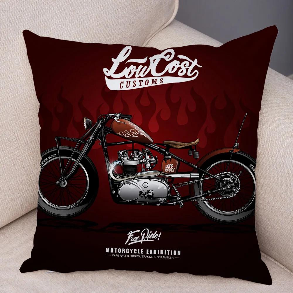 Super Soft Plush Cushion Cover 45x45cm Cartoon Motorcycle Pillowcase Decor Car Printed Pillow Case for Home Sofa Children Room