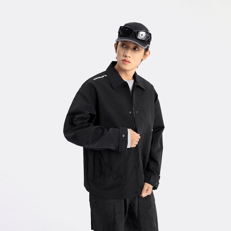 Li Ning CF Outdoor Letter Fashion Versatile Wear Resistant Water Resistant Windbreaker Men Outerwear Black AFDV345-5