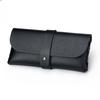 Black Leather Eyeglass Case, PVC Snap Button Soft Case with Logo Printing Option for Sunglasses.