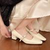 Fairy wind shallow mouth word with temperament small pointed Mary Jane single shoes women 2025 new simple commuter high heels