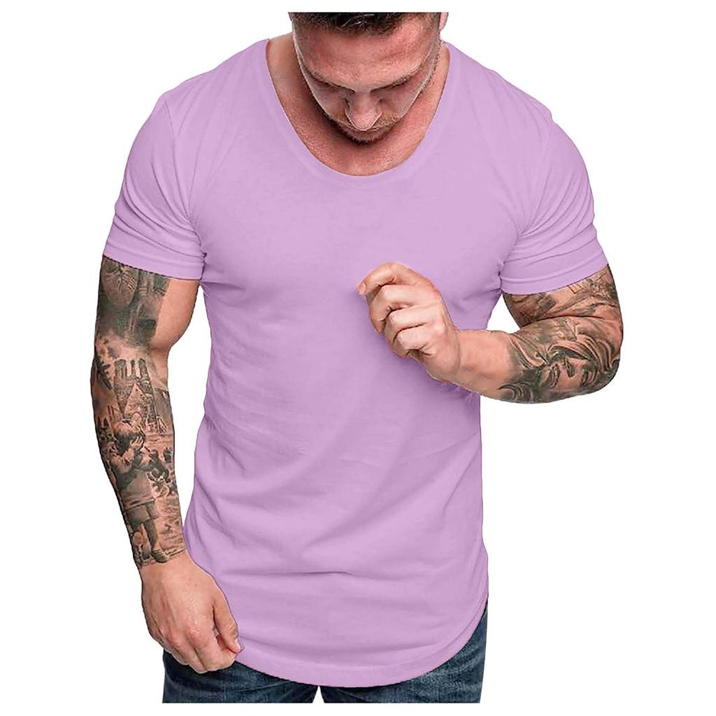 Fashion Men's Summer Slim Fit Casual  Short Sleeve T-shirt Top Blouse
