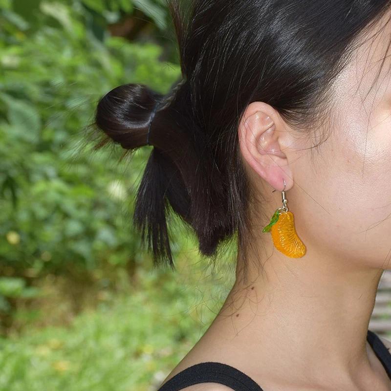 Fashion Cute Imitation Orange Earrings Creative Funny Fruit Studs Earring For Girls Summer All-match Ear Jewelry Gift