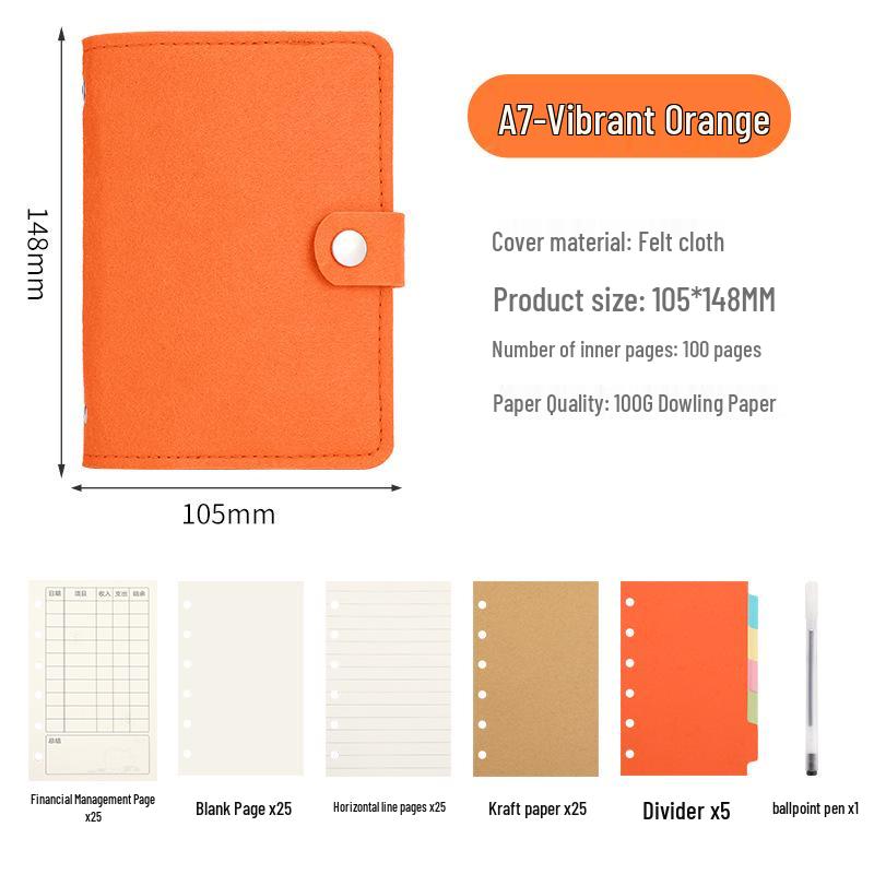 A7 Felt Pocket Book: Portable, Stylish Notebook for Girls – Grid, Blank, and Lined for Financial Management Diary.