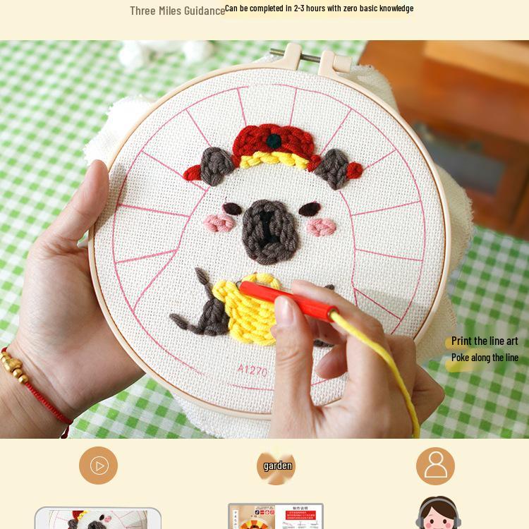 DIY Russian Punch Needle Kit: Couple Ornament Wool Painting Set