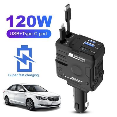 48W Quick Charge 4-Port USB Car Charger with 180° Rotation - Universal Fast Charging for iPhone, Samsung, Huawei