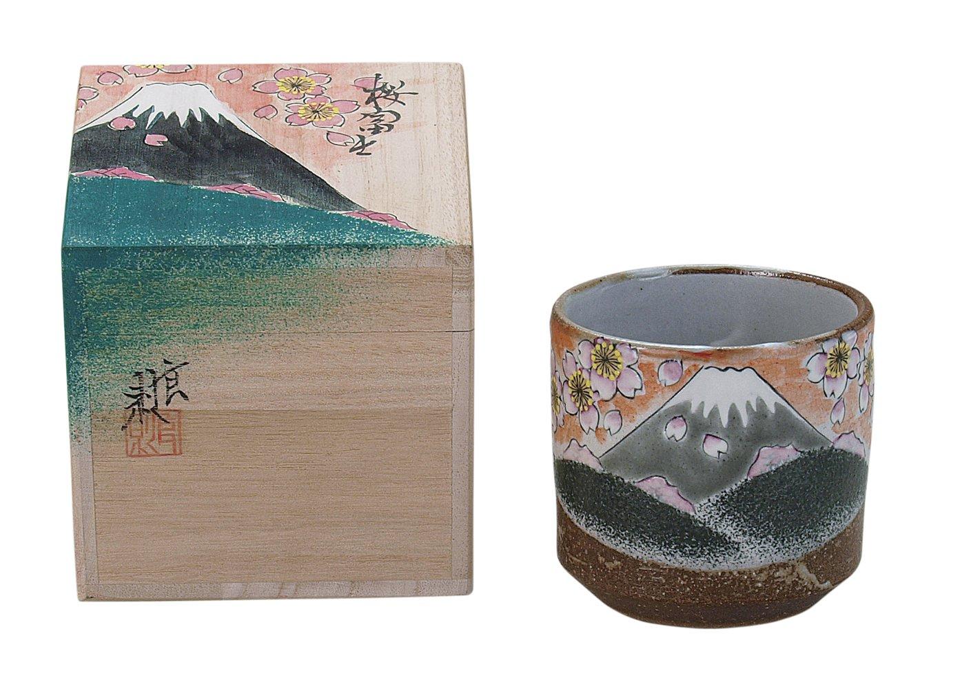 

Kutani ware Yoshinori colored cup paulownia Spring Fuji (in box) N39-12